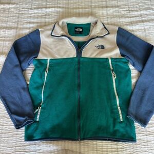 The North Face Green and Cream Fleece Jacket
